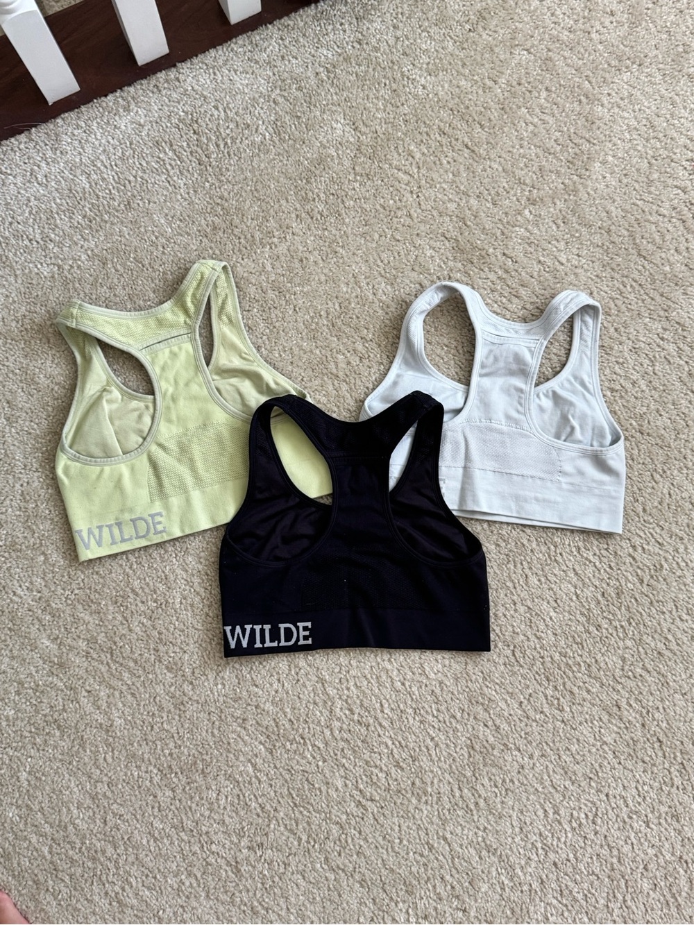 🔹Harper Wilde Trio Racerback Sports Bras Black, Light Blue, Neon Yellow Sz Med